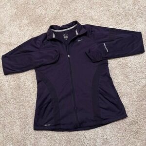 Vinatge Nike Dri-FIT Running Full-Zip Jacket | Deep Purple Performance Mesh | M